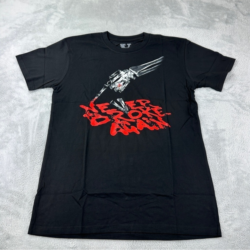 Vlone x Never Broke Again Bones Black T-Shirt Men's Size Large Made in USA NWOT